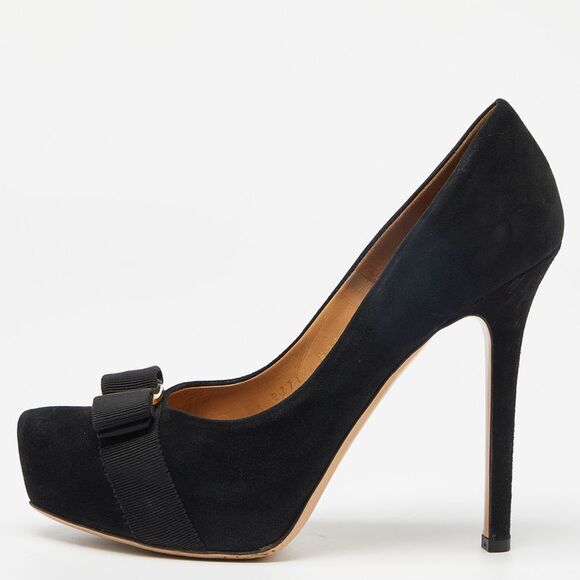 Salvatore Ferragamo Black Suede Carla Vara Bow Pumps Size 38,New Products : American Fashion Style Bags On Sale